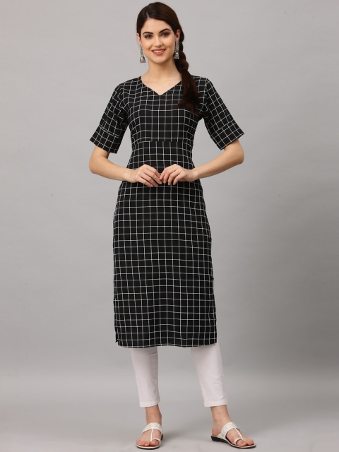 

ALC Creations Women Black & White Checked Kurta