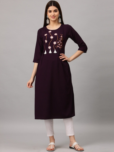 

ALC Creations Women Purple & Pink Yoke Design Thread Work Kurta