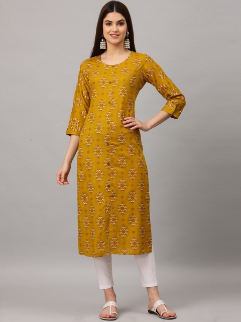 

ALC Creations Women Yellow & White Ethnic Motifs Printed Kurta