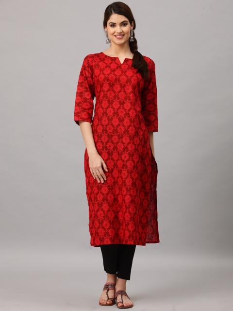 

ALC Creations Women Red Ethnic Motifs Printed Pure Cotton Kurta