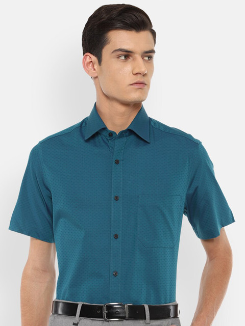 

Louis Philippe Men Teal Blue Pure Cotton Formal Shirt
