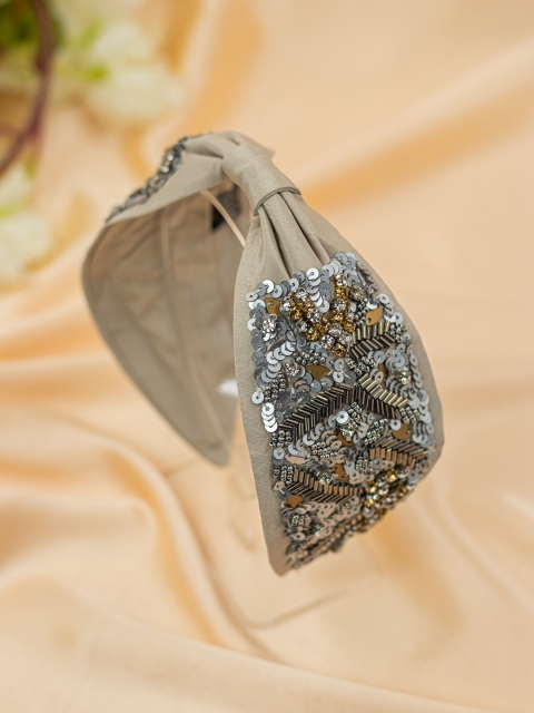 

Bellofox Women Beige & Silver Embellished Hairband