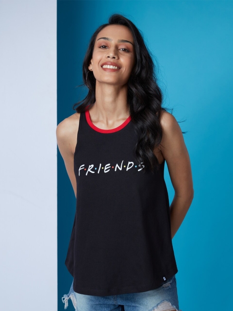 

The Souled Store Black Friends Logo Print Pure Cotton Top