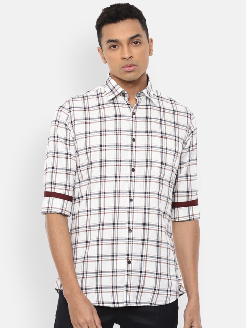 

Van Heusen Sport Men White Slim Fit Checked Pure Cotton Casual Shirt