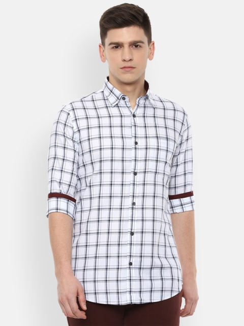 

Van Heusen Sport Men White Slim Fit Checked Pure Cotton Casual Shirt