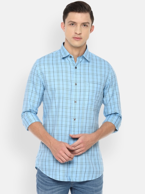 

Van Heusen Sport Men Blue Slim Fit Checked Pure Cotton Casual Shirt