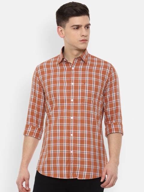 

Van Heusen Sport Men Orange Slim Fit Checked Pure Cotton Casual Shirt