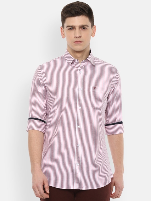 

Van Heusen Sport Men Maroon Slim Fit Micro Checks Striped Casual Shirt