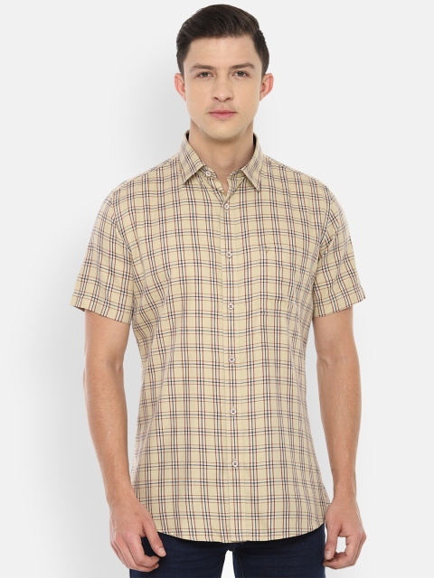 

Van Heusen Sport Men Khaki Slim Fit Checked Pure Cotton Casual Shirt