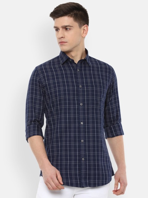 

Van Heusen Sport Men Navy Blue & Grey Slim Fit Checked Casual Shirt