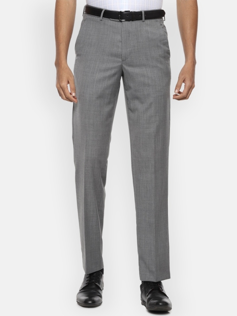 

Van Heusen Men Grey Textured Trousers