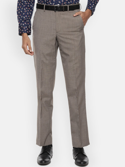 

Van Heusen Men Grey Textured Trousers