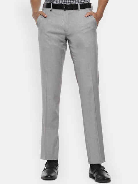 

Van Heusen Men Grey Textured Slim Fit Trousers