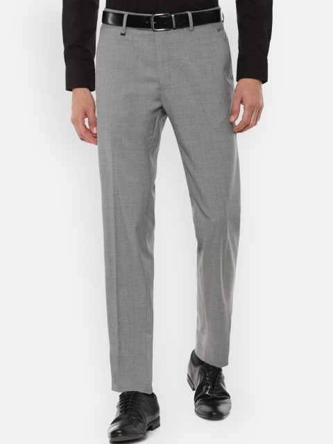 

Van Heusen Men Grey Textured Trousers