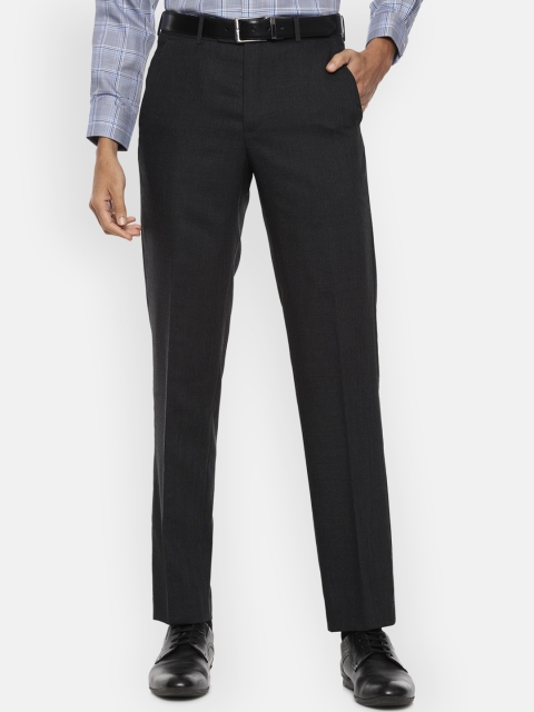 

Van Heusen Men Black Textured Pure Woollen Trousers