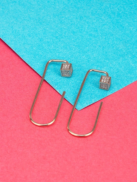 

Studio Voylla Silver-Toned Geometric Hoop Earrings