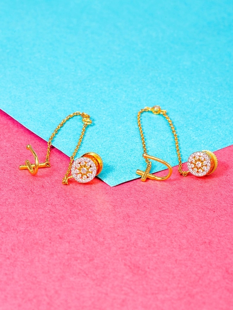 

Studio Voylla Gold-Toned Geometric Half Hoop Earrings