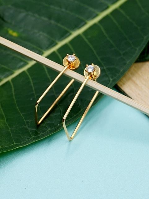 

Studio Voylla Gold-Plated White Cubic Zirconia Half-Hoop Earrings