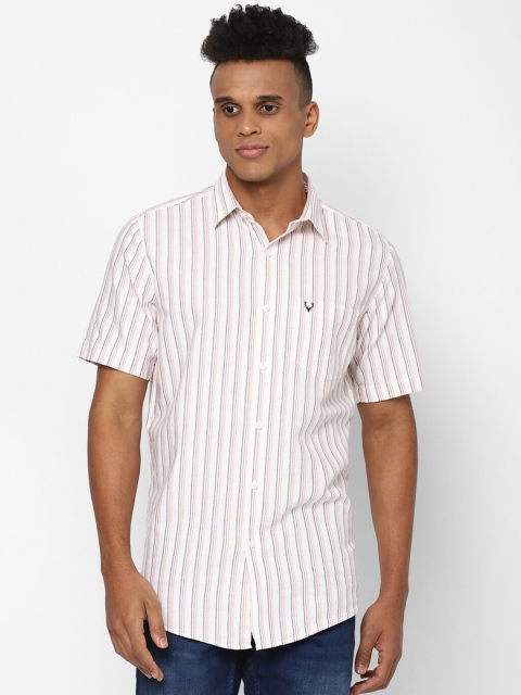 

Allen Solly Men White Slim Fit Striped Pure Cotton Casual Shirt