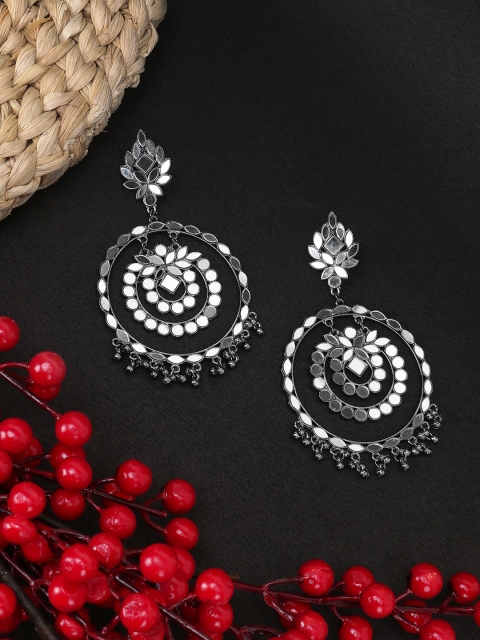 

Adwitiya Collection Silver-Toned Circular Chandbalis Earrings