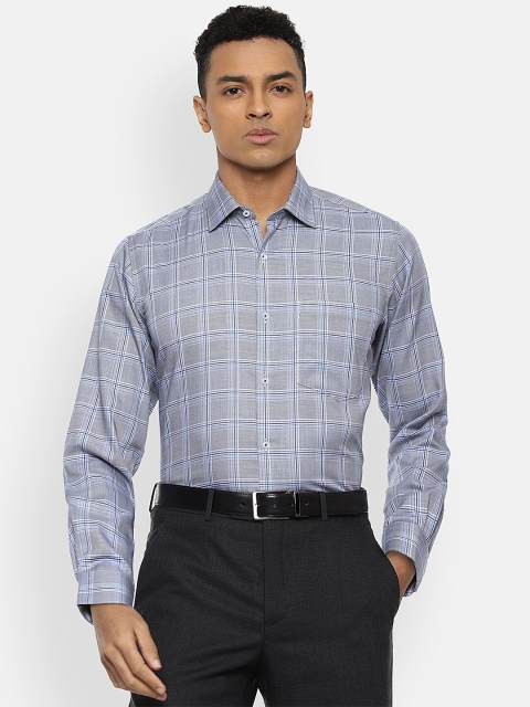 

Van Heusen Men Grey Checked Pure Cotton Formal Shirt