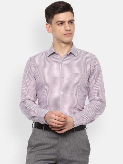 

Van Heusen Men Purple Striped Pure Cotton Formal Shirt