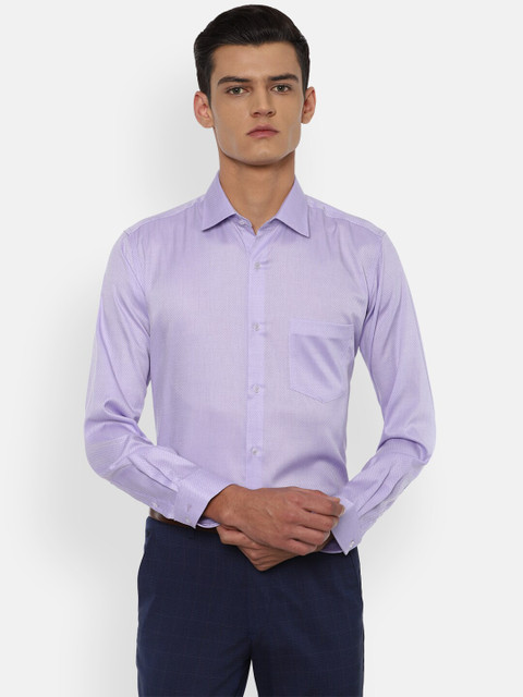 

Van Heusen Men Purple Self Design Pure Cotton Formal Shirt