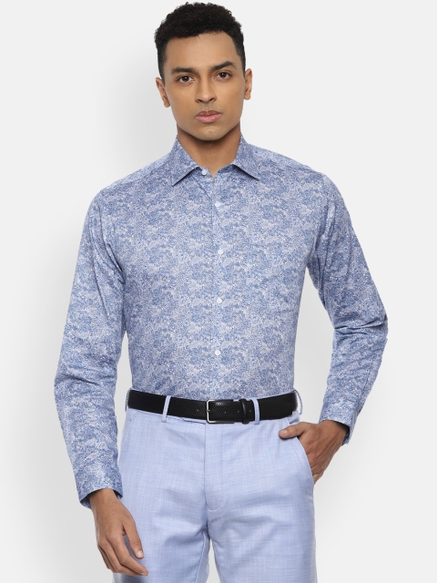 

Van Heusen Men Navy Blue Floral Printed Pure Cotton Formal Shirt