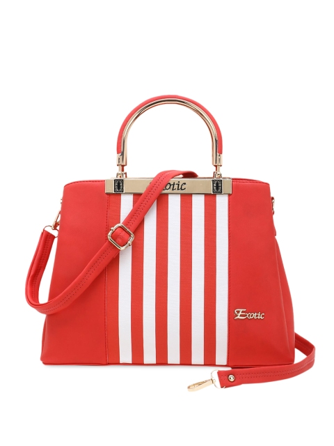 

Exotic Red Striped PU Structured Handheld Bag