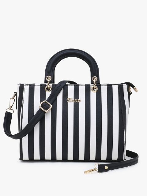 

Exotic Black Striped Structured Handheld Bag
