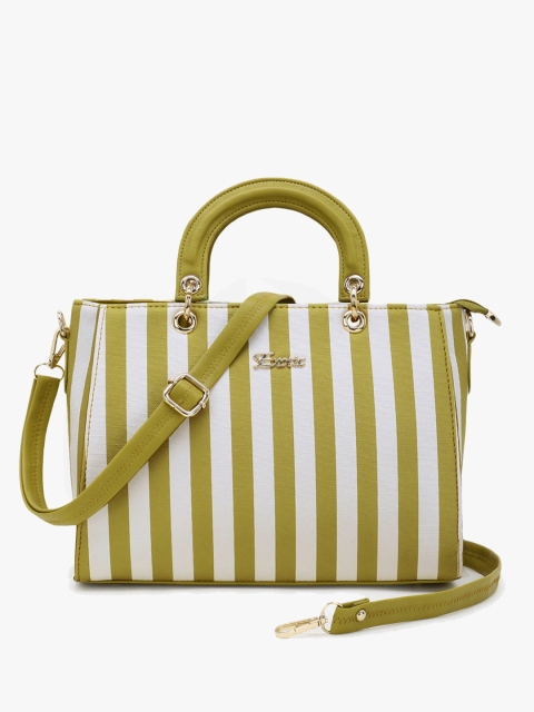 

Exotic Green Striped PU Structured Handheld Bag