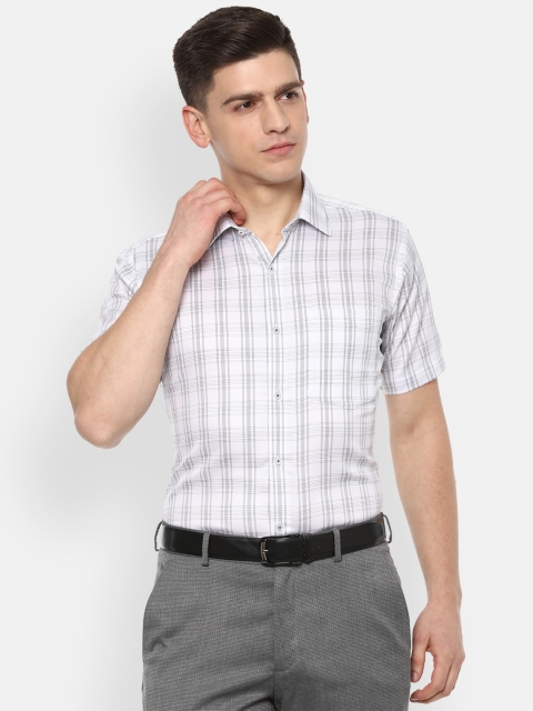 

Van Heusen Men White Checked Pure Cotton Formal Shirt