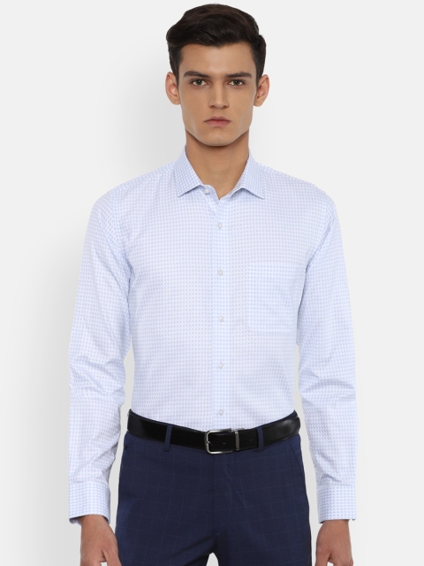 

Van Heusen Men Blue Slim Fit Printed Pure Cotton Formal Shirt