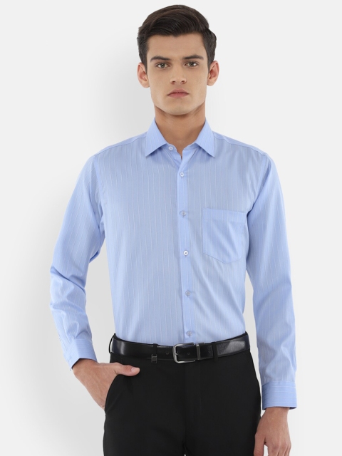 

Van Heusen Men Blue Horizontal Stripes Striped Pure Cotton Formal Shirt