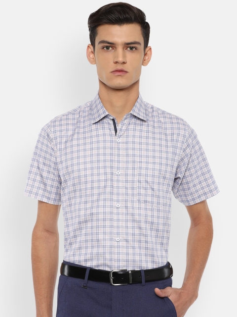 

Van Heusen Men Grey & Blue Checked Pure Cotton Formal Shirt