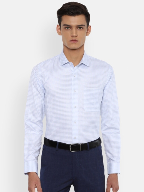 

Van Heusen Men Blue Slim Fit Checked Pure Cotton Formal Shirt