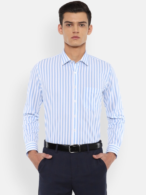 

Van Heusen Men Blue & White Slim Fit Vertical Striped Formal Shirt