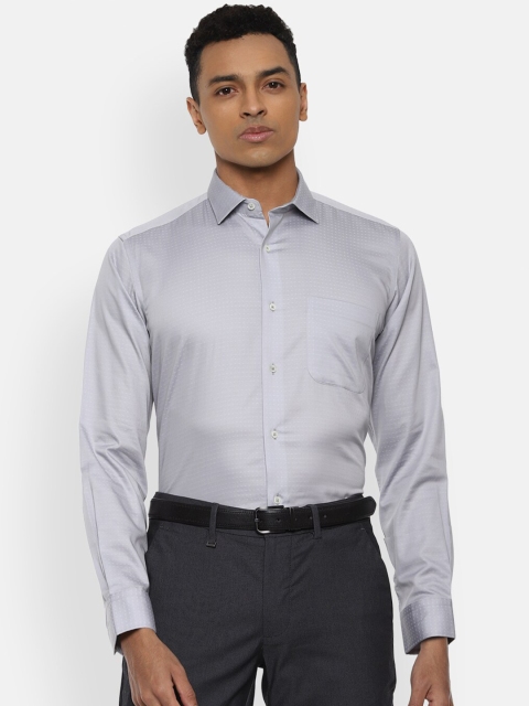 

Van Heusen Men Grey Textured Pure Cotton Party Shirt