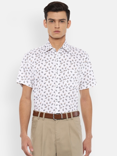 

Van Heusen Men White & Blue Floral Printed Pure Cotton Formal Shirt