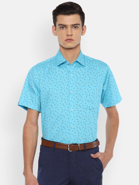 

Van Heusen Men Blue Floral Printed Pure Cotton Formal Shirt