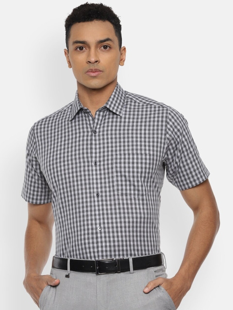 

Van Heusen Men Grey Checked Pure Cotton Formal Shirt
