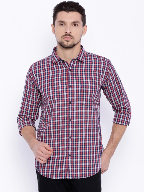 

Basics Men Red Slim Fit Checked Casual Shirt