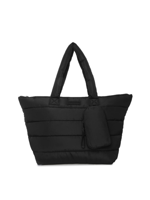 

Ted Baker Black Leather Oversized Structured Shoulder Bag with Cut Work