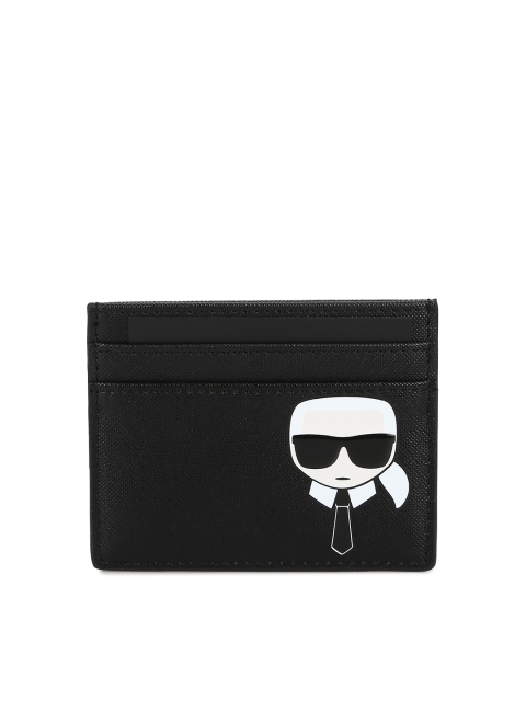 

Karl Lagerfeld Women Black & White Printed Leather Card Holder