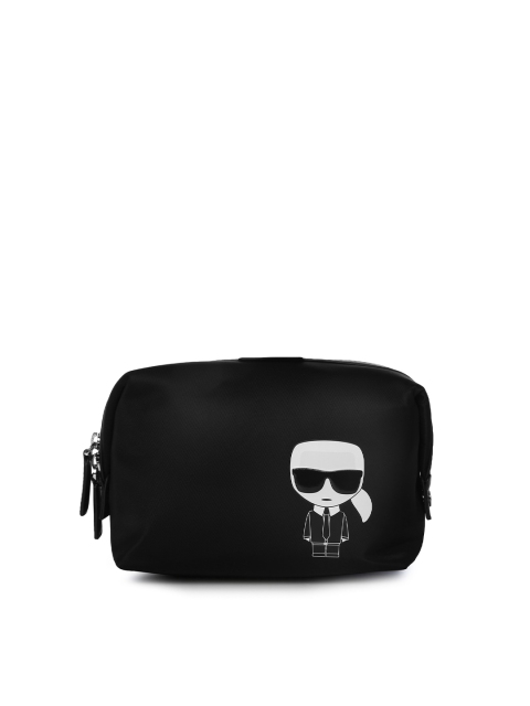 

Karl Lagerfeld Women Black Printed Leather Zip Around Wallet