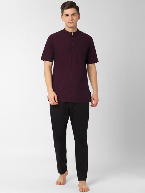 

Peter England Men Burgundy & Black Night suit