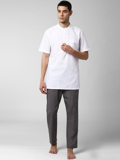 

Peter England Men White Pure Cotton Night suit