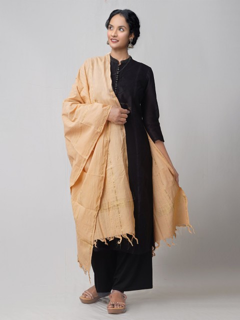

Unnati Silks Cream & Gold Coloured Woven Design Pure Cotton Dupatta