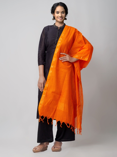 

Unnati Silks Orange Ethnic Pure Mangalagiri cotton Dupatta