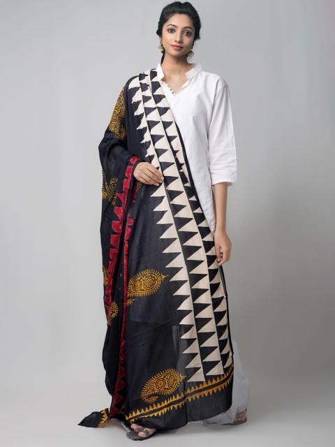 

Unnati Silks Women Black Printed Pure Cotton Dupatta